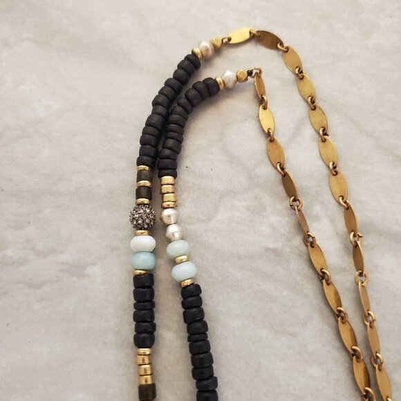 ✨ Stella and Dot Labradorite Artisan Druzy Beaded Stone Pave Rhinestone Pendant - Picture 14 of 16